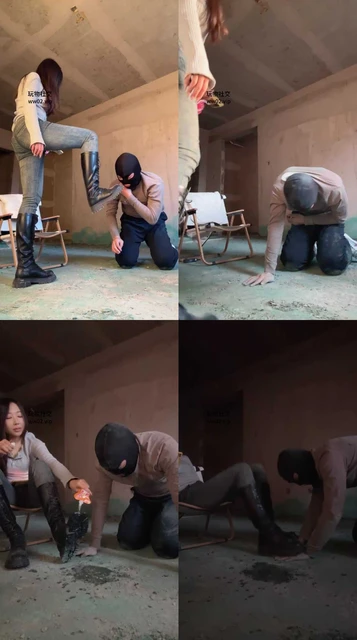 【缈缈】户外荒地-清理脏长靴/踢踹/脚下喂食