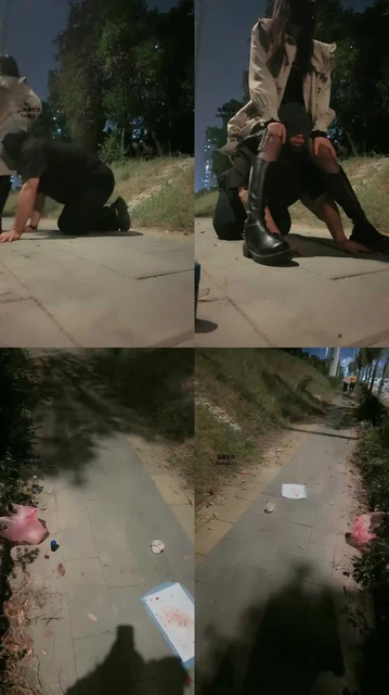 【桃子老师】户外-狗链遛狗犬化/长靴黑丝踩/脚下喂食