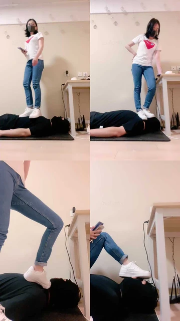 【小妮】小白鞋全体重踩踏