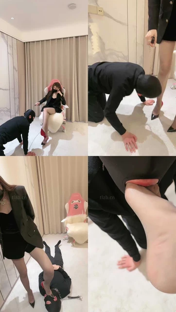 【美美子】女白领黑丝高跟诱惑同事当狗伺候