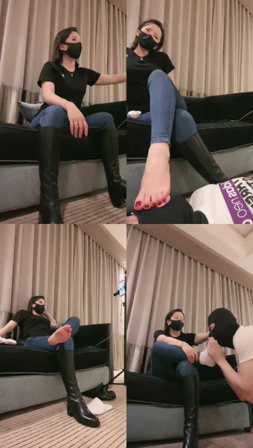 【冷颜】骑士靴白棉袜-掐乳/清理脏鞋/转胯踩踏/鞭打