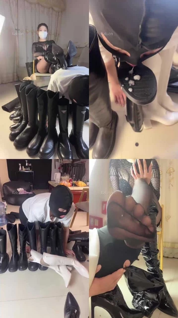 【甜心教主】多双脏长靴用狗舌头清理