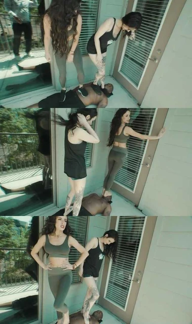 【欧美女王】EF-白人美女Ama带闺蜜跳跺黑奴!全体重单脚踩脸踩脖子狠踩贱狗!