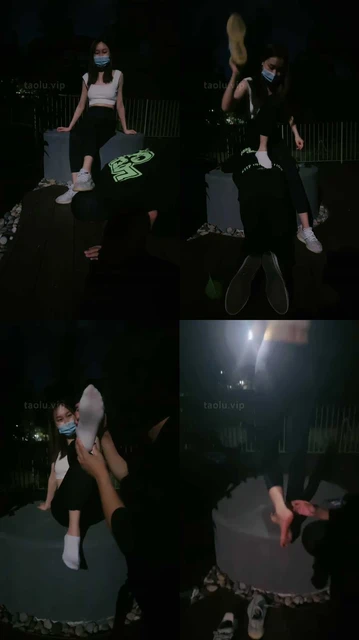 【艾莉】夜跑女神户外虐-骑马遛狗/闻舔椰子鞋白棉袜