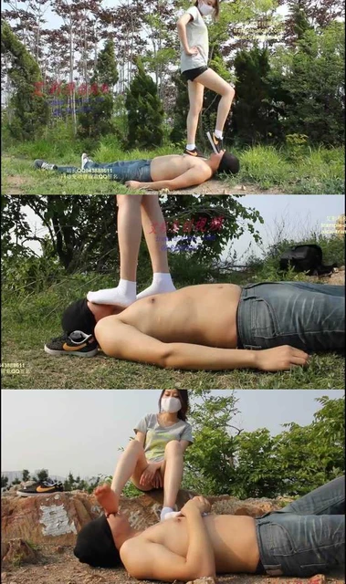 【小妮女主】户外调教，原味白袜，践踏，羞辱，舔脏鞋超脏袜子和美脚