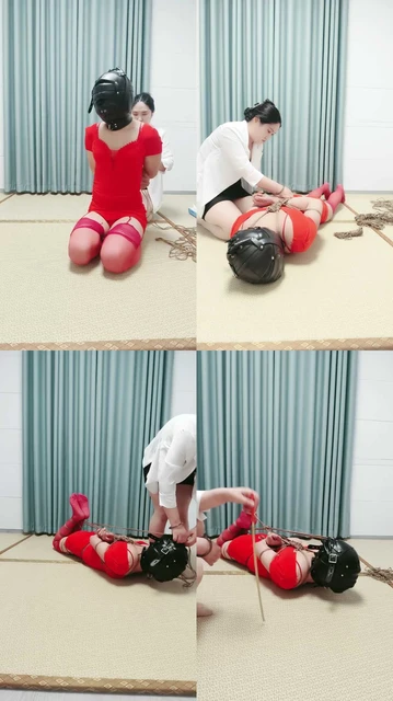 【盈盈S】全封闭头套驷马捆绑