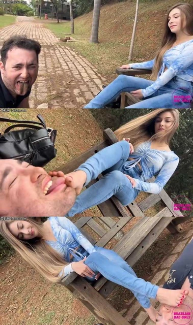 【欧美女王】BBG-在公园里给比自己年龄小很多的美女下跪舔脏脚被当擦脚布使用