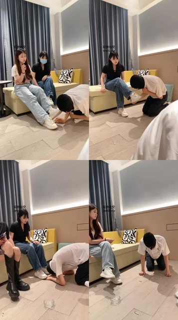 【妍琦】3S-轮流舔脏鞋/吃烟灰/藤条鞭打/磕头【四视角版】