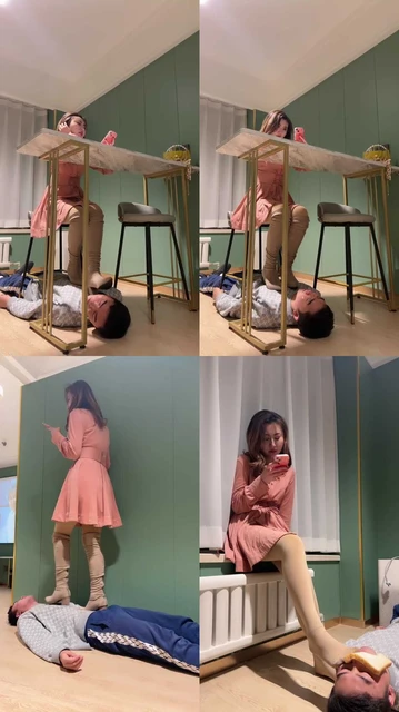 【年华S】网红素人主播长靴肉丝全体重踩踏