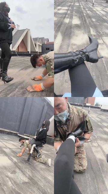 【辣姐】高跟皮靴S-天台驯马骑乘透支体力极限/跪拜舔鞋