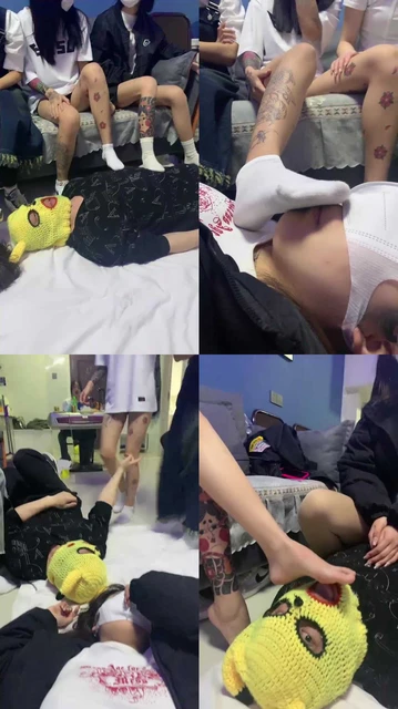 【精神小妹】4学生主VS情侣奴-吃口水浓痰/白袜脚踩踏