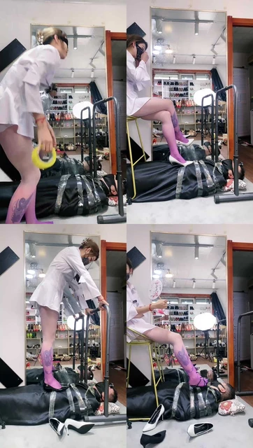 【冰诺】胶带捆绑/紫色丝袜高跟全体重踩