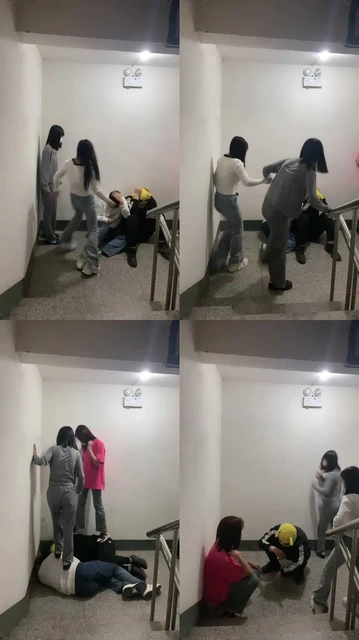 【精神小妹】3S虐双奴-楼道暴力踢踹虐打