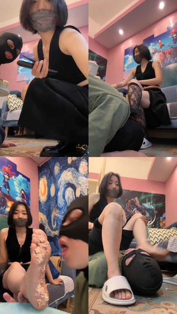 【朱砂痣】裸足踩踏喂食/网袜诱惑舔/舔脏鞋底