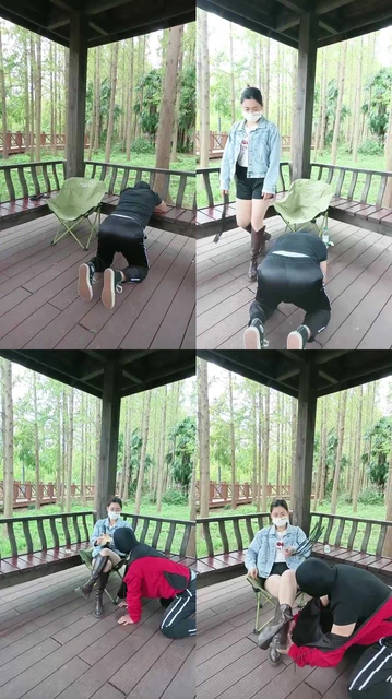 【咪兔】户外藤条鞭打/舔脏长靴/骑马踩踏