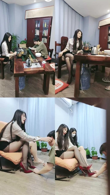 【昭玥】办公桌底下的贱奴-高跟踩虐-浓痰口水