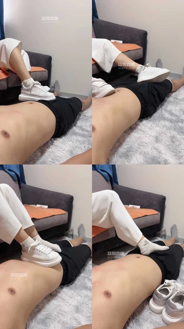 【女s盈盈】小白鞋棉袜踩踏