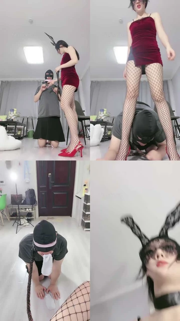 【月影儿】御姐网袜胯下辱-嗅觉训练/舔高跟/碾头喝饮料